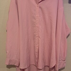 SHEIN Pink Button-Up Blouse